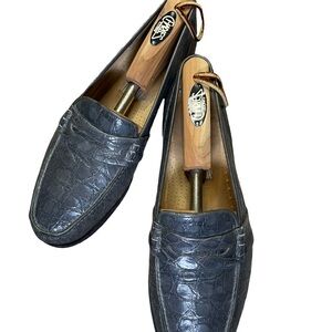 Sandro Moscoloni Croc-Embossed Leather Loafers – Made in Italy – Size 11